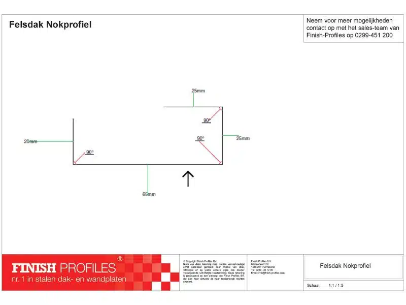 Felsdak Nokprofiel Technische tekening Finish Profiles