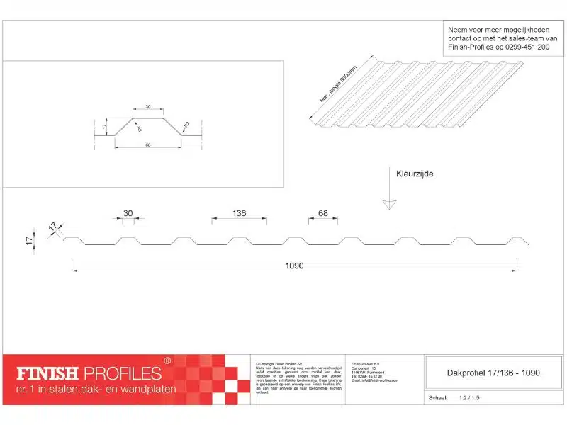 Finish Dakprofiel 20-1090 Technische tekening Finish Profiles