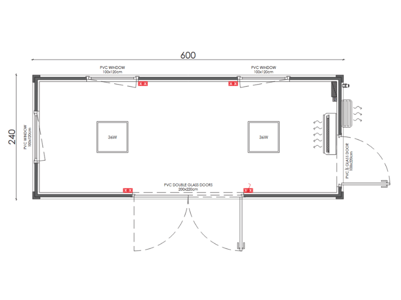 Finish Tuinkantoor 6 meter technische tekening Finish Profiles