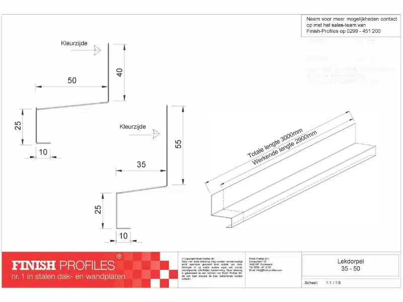 Lekdorpel Technische tekening Finish Profiles