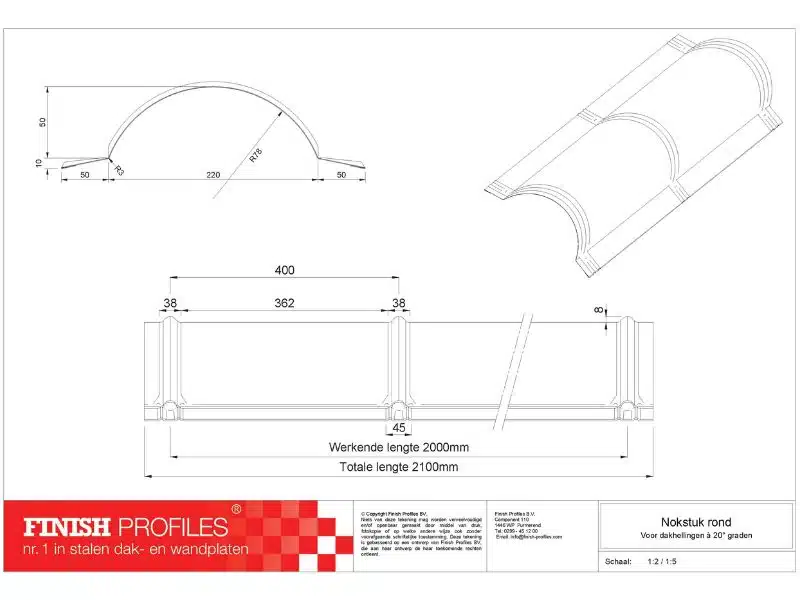 Nokstuk Rond Technische tekening Finish Profiles